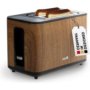 Broodrooster houtlook met display en touchscreen - bruin - 2 sneetjes - multifunctionele broodrooster - brede sleuf design