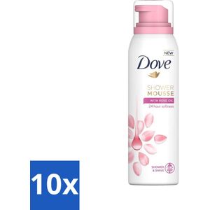 10 x Dove Shower Foam - Rose Oil - 200 ml - Scheerschuim - 2-in-1 - Parabenenvrij - Sulfatenvrij