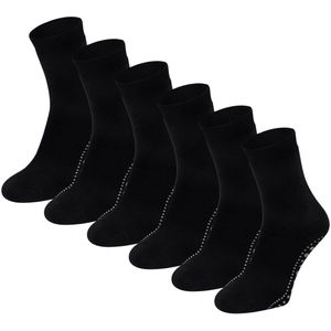 Dames Antislip Sokken - Zwart - 6 Paar - Katoen - 43-46