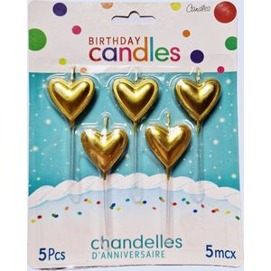 Verjaardagstaart kaarsjes – Hartjes Goud - Happy Birthday kaars – verjaardags kaars – gekleurde kaarsjes – taartdecoratie – feest - taartversiering – feestartikel – verjaardagscadeau – taartaccesoires – Love - Valentijn