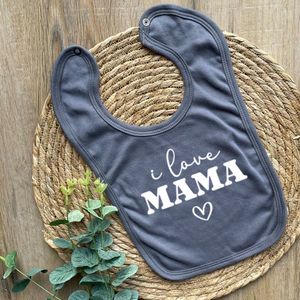 Slabbetje - I love mama - Antraciet - Moederdag cadeau - Cadeau voor mama - Slabber - Slab - Dreumes - Peuter