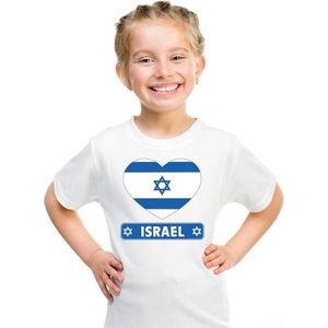 Israel hart vlag t-shirt wit jongens en meisjes 158/164