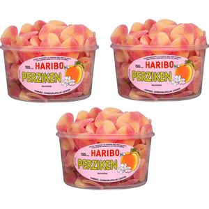 3 silo's Haribo Perziken á 150 stuks - Voordeelverpakking Snoepgoed