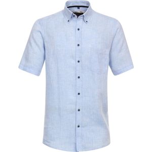 Casa Moda Lichtblauw Linnen Overhemd Korte Mouw Button Down - XXL