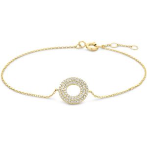 9NBG-0962 – New Bling - 14K geelgouden armband – O-vorm – met zirkonia - 18cm