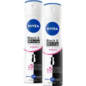 NIVEA - Invisible For Black & White - Anti-Transpirant Deodorant Spray - Voordeelverpakking - 2 x 150 ml