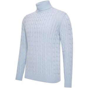 Cappuccino Italia - Heren Trui Aosta Cable Pullover - Blauw - Maat M