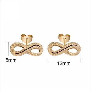 Aramat jewels ® - Zweerknopjes oorbellen infinity sandblasted goudkleurig chirurgisch staal 12mm