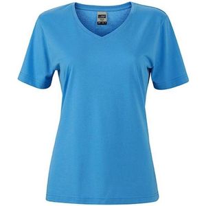James and Nicholson Dames/dames Workwear T-Shirt (Aqua Blauw)