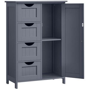 FURNIBELLA-Compact Donkergrijs Badkamerkastje met 4 Lades – Stijlvol en Functioneel, Ideaal voor Kleine Ruimtes
