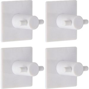 Tendance Plakhaakjes - 4,5 cm - Zelfklevende ophang haakjes - 4x stuks - kunststof - wit - keuken/badkamer haken