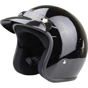 Redbike 705 - Retro Jethelm - ECE goedgekeurde Scooterhelm - Geschikt als Scooter Brommer Motor Snorfiets Helm - S - Glans Zwart