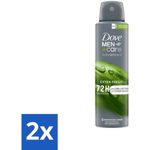 2 x Dove Men+Care Deodorant Spray - Extra Fresh - 150 ml - Mannen Deodorant - Anti-transpirant - Deodorant Spray - Langdurige Bescherming - Zweetvrije Oksels