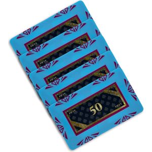 Diamond poker plaque - poker chip - poker - plakkaat - waarde 50 (5 stuks) - lichtblauw