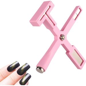 Allecto Plus - 5 in 1 Nagelmagneetgereedschap voor Nagelsalon - Multifunctioneel Kattenoog Magneetstick - Roze siliconen beschermhoes - Handige nagelaccessoires