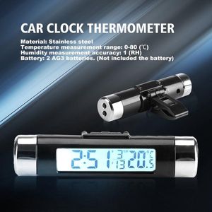 Autoklokthermometer Clip-On Truck Auto Lcd-thermometer Automotive Digitale Achtergrondverlichting Klokmonitor Blauwe Achtergrondverlichting - toevoegen: temperatuurmeting, voertuigaccessoire .
