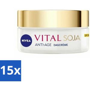 NIVEA - VITAL Soja Dagcrème - Beschermende Anti-Veroudering Crème - Voor rijpe huid - SPF 30 - Met Soja-extract - 50 ml - Bulkverpakking - 15 stuks