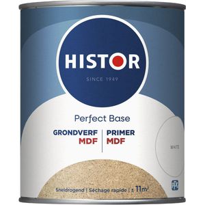 Histor Perfect Base MDF Grondverf - Houtverf voor Binnen - Primer Verf voor MDF Hout op Waterbasis - Uitstekende Hechting en Extra Dekking - Wit - 0.75 L