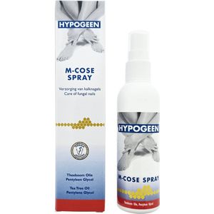 Hypogeen M-Cose Spray - Spray voor droge en gevoelige handen en voeten - Kalknagelspray met Tea Tree Olie - Voetverzorging - Ook voor sokken en schoenen - 100 g