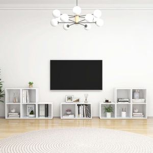 vidaXL Klassiek TV Meubel Set - Hoogglans Wit - 37x35x37 cm - 72x35x36.5 cm - Kast