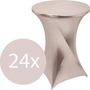 Statafelrok Zilver x 24 – ∅80-85 x 110 cm – Statafelhoes Stretch 24 Stuks – Tafelhoezen voor Statafel Sta Tafel Hoes | Staantafelhoes - Geschikt voor Horeca Evenementen | Cocktailparty | Trouwerij