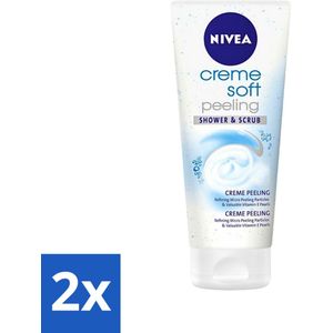 NIVEA - Douche & Scrub - Crème Zachte Peeling - Waardevolle Vitaminen - 200 ml - Voordeelverpakking - 2 stuks