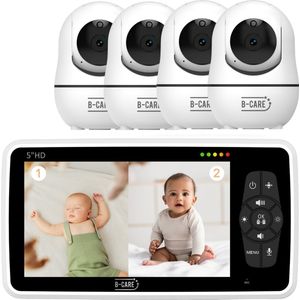 B-Care Star Supreme - Babyfoon Met 4 Camera's - 5.0 Inch HD Baby Monitor - Split screen - Zonder Wifi en App
