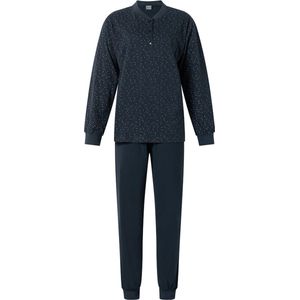 Lunatex dames pyjama 100% tricot Katoen Navy met print - maat L