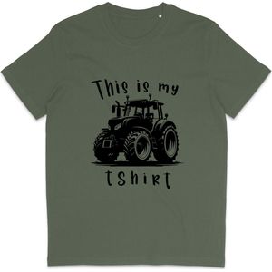 Grappig T Shirt Heren en Dames - This Is My Tractor T Shirt - Khaki Groen - M