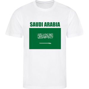 WK - Saudi-Arabië - Saudi Arabia - المملكة العربية السعودية - T-shirt Wit - Voetbalshirt - Maat: 134/140 (M) - 9 - 10 jaar - Landen shirts