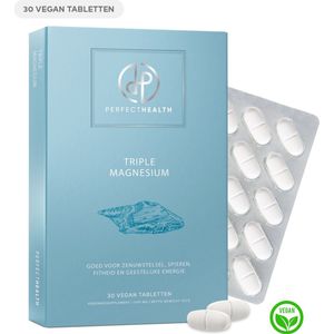 Perfect Health - Magnesium Bisglycinaat Tabletten - 30 Stuks - Tegen Vermoeidheid - Voor Zenuwstelsel & Spieren - 1690mg Hooggedoseerd - Taurine - Vegan