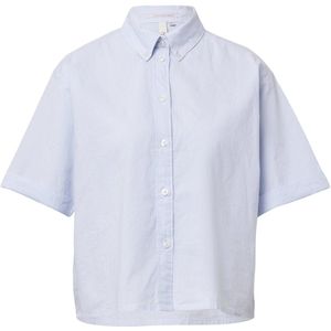 QS - Blouse - Lichtblauw/Wit - Klassieke Blouse - Oversized