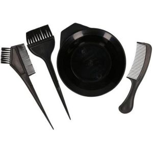 Haarverf set - Zwart - 4 Delig - Kunststof - Haar Tools - Haarverfset - Kwasten - benodigdheden - Haar verven - Kapper Tools