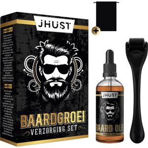 JHust Premium Baardroller + Baardolie – Baardverzorgingsset – Verzorgende Baard Olie & Dermaroller – Baardborstel – Cadeau voor Mannen – Kerstcadeau voor mannen – Black Friday