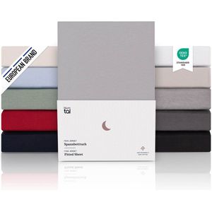Blumtal Hoeslaken Premium Jersey - 140 x 200 cm - tot 40 cm Matrashoogte - Grijs - 100% Katoen - Boxspring