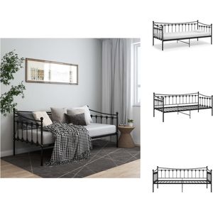 vidaXL Bedbank Omzetbaar - Zwart - 206 x 95 x 91.5 cm - Metalen frame - Bed