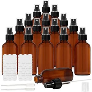Amber Glazen Sprayflessen – Voor Reiniging en Cosmetica – Set van 16 – 120 ml – Bruin – Glas/Kunststof