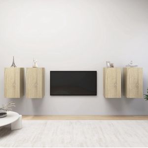 Furniture Limited - Tv-meubelen 4 st 30,5x30x60 cm spaanplaat sonoma eikenkleurig