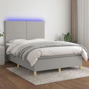 The Living Store Boxspring Bed Premium - 140x200 cm - met LED en Pocketvering Matras