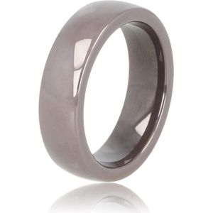 My Bendel - Keramieken ring grijs 6mm - Mooi blijvende brede ring-grijs/taupe - Draagt heerlijk en onbreekbaar - Met luxe cadeauverpakking