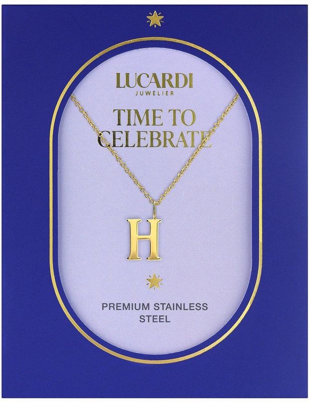 Lucardi - Dames Stalen Goldplated Ketting - Goudkleurig - 47 cm