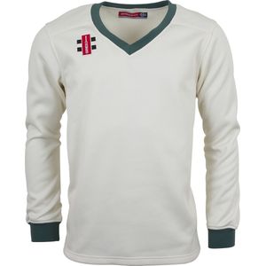 Gray-Nicolls Cricket SWEATER VELOCITY GRN TRIM 9-10 9 - 10 Yrs - Ivory / Groen