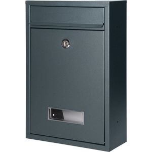 Kleine Brievenbus BALI met slot 32x22x9 (LxBxD in CM) – Brievenbus rvs met naamplaatje – Brievenbussen hangend – Antraciet