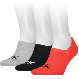 Calvin Klein Footie High Cut Logo (3-pack) - heren onzichtbare sokken - rood dessin - Maat: One size