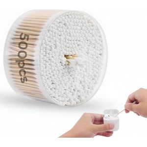 Oorsmeer verwijderaar - 500 katoenen oorstaafjes - 75 cm - Natuurlijk Katoen en Hout