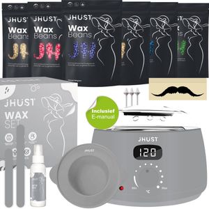 JHust® Professionele Wax Apparaat SET + E-Manual - Wax Beans Verwarmer - Grijs - Wax Heater - Ontharing Set - Wax Set - Harsontharing - Waxverwarmer - Inclusief 600 gram Hard Wax Bonen - Harsverwarmer - Harsapparaat - kerstcadeau voor vrouwen