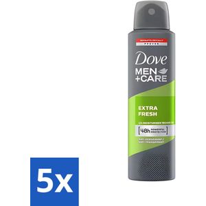5 x Dove - Deodorant - Extra Fresh for Men - Frisse geur en bescherming - 150 ml - Frisse Geur - Kalmerend Effect - Hydraterende Deodorant - Dove Men+Care