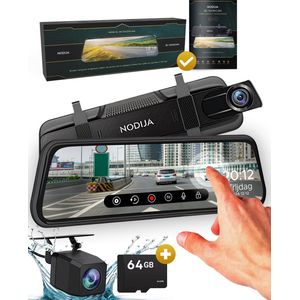 Nodija - Dashcam - 4K - Dual Dashcam voor Auto - Achterruitkijkspiegel Camera