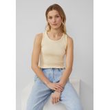s.Oliver Slim-fit top met geribbelde structuur, vanille, 38