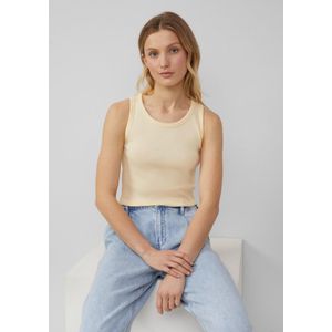 s.Oliver Slim-fit top met geribbelde structuur, vanille, 38